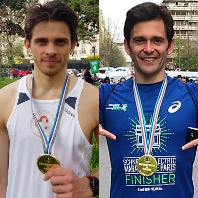 Stefano CANNAS et Pierre GROLEAU au marathon de Paris